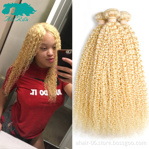 fast selling products, 100% virgin human blonde 613 hair bundles kinky curly